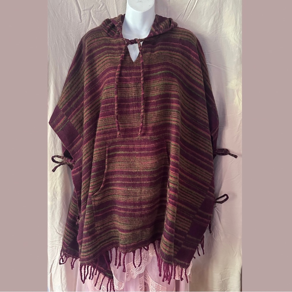Striped Hooded Poncho